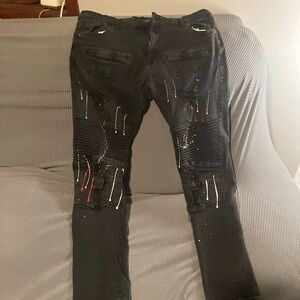Seven7 Charcoal Jeans with Distressed Accents